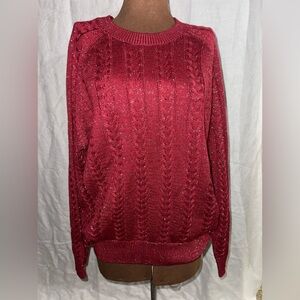 Athleta Crossroads Crew Neck Sweater Red Sparkle Size S